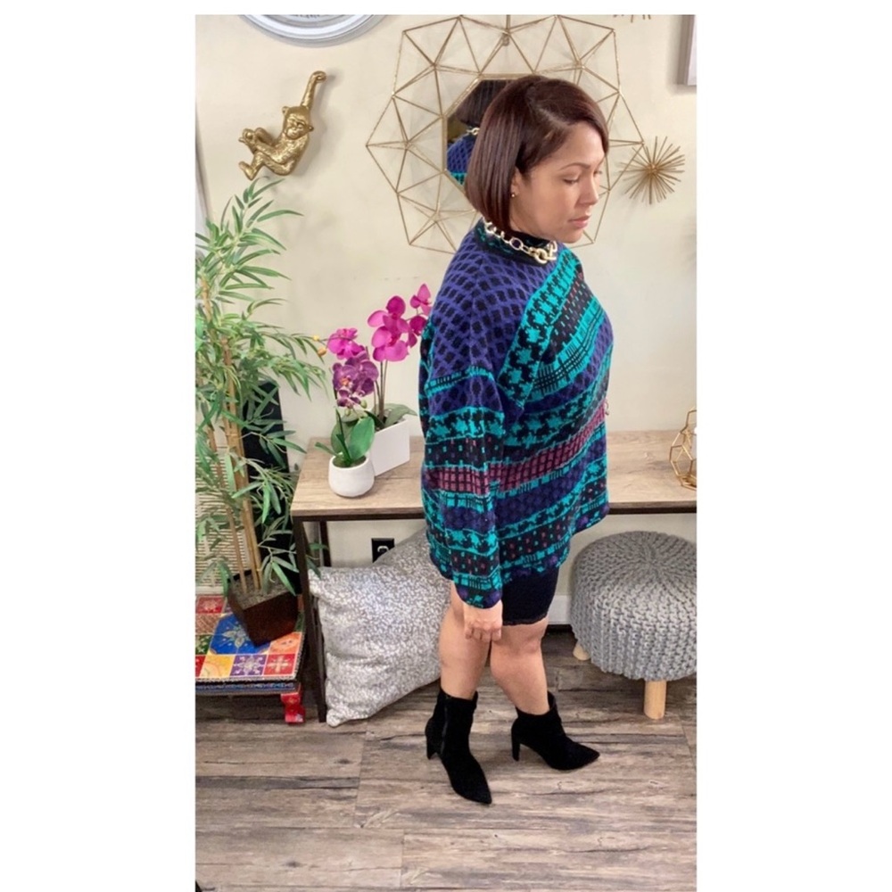 Vintage Multi Patterned Sweater - image 4